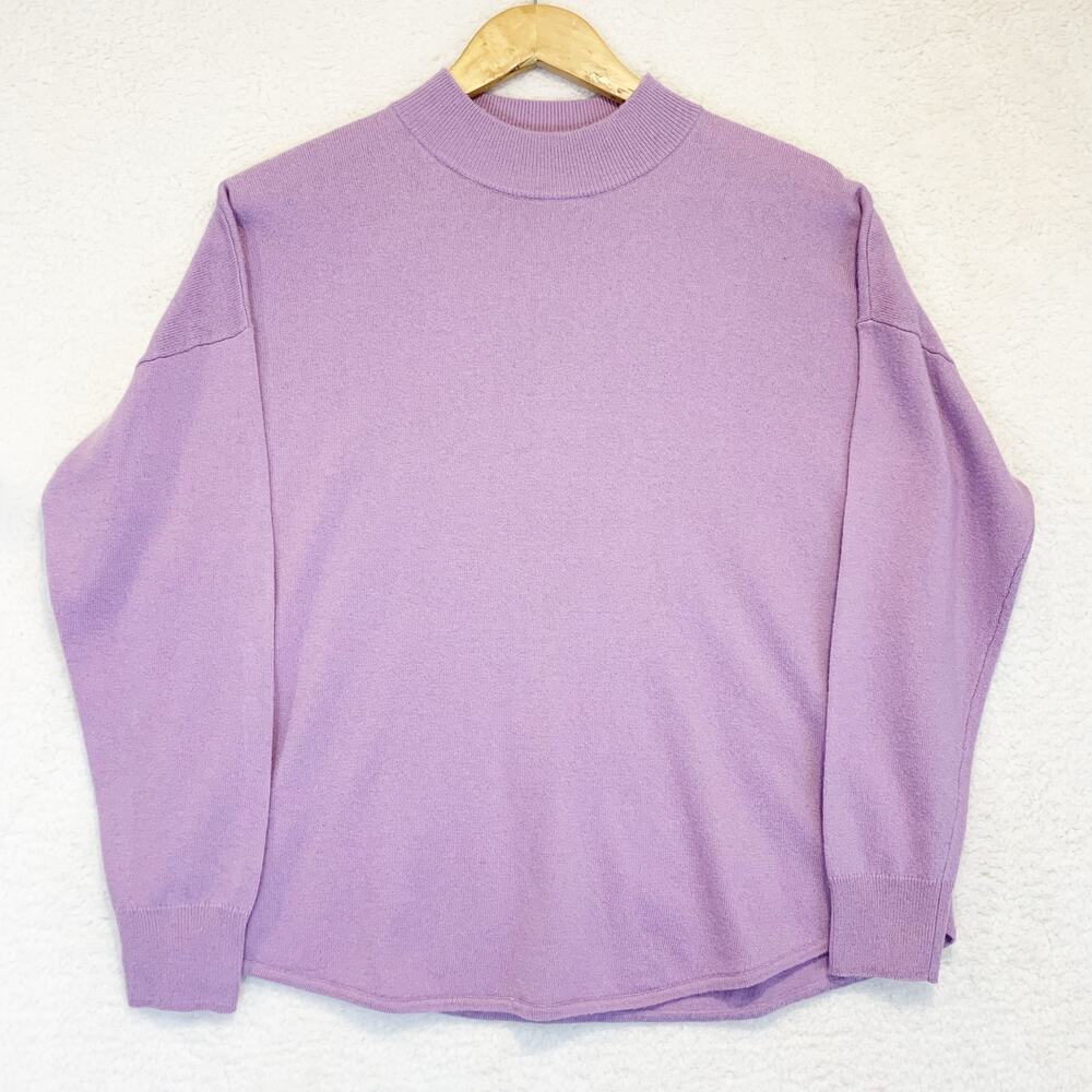 Soft Girl Clean Girl Madewell Wool Sweater Large Simple Mock Neck Violet Pink